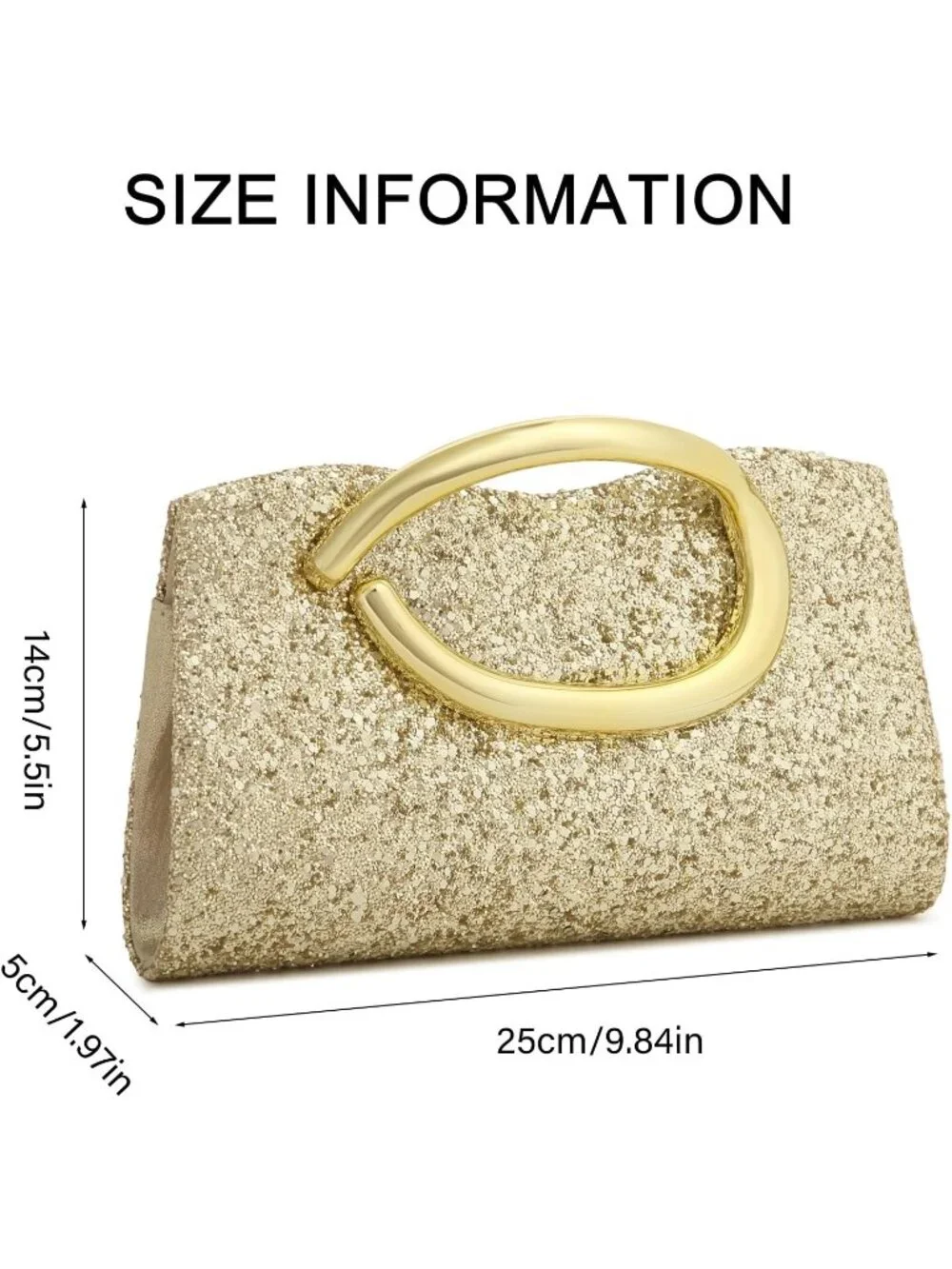 👜 Women's Gold Vegan Leather Evening Bag Formal Elegant Trendy Wedding Clutch